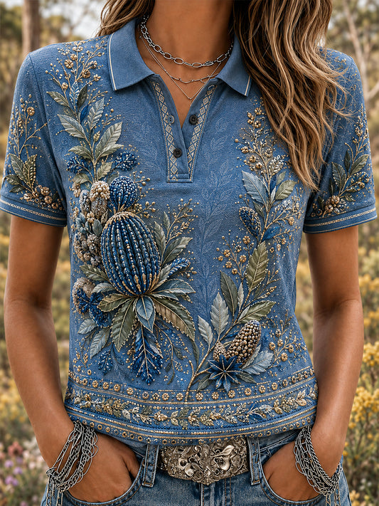 Women's Australian Plants Polo T-Shirt