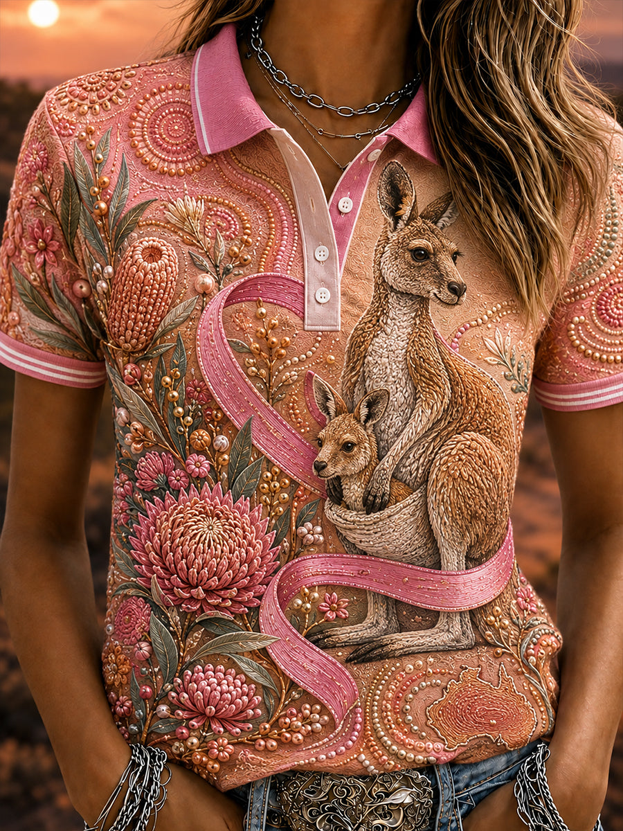 Women's Australia Breast Cancer Awareness Polo T-Shirt