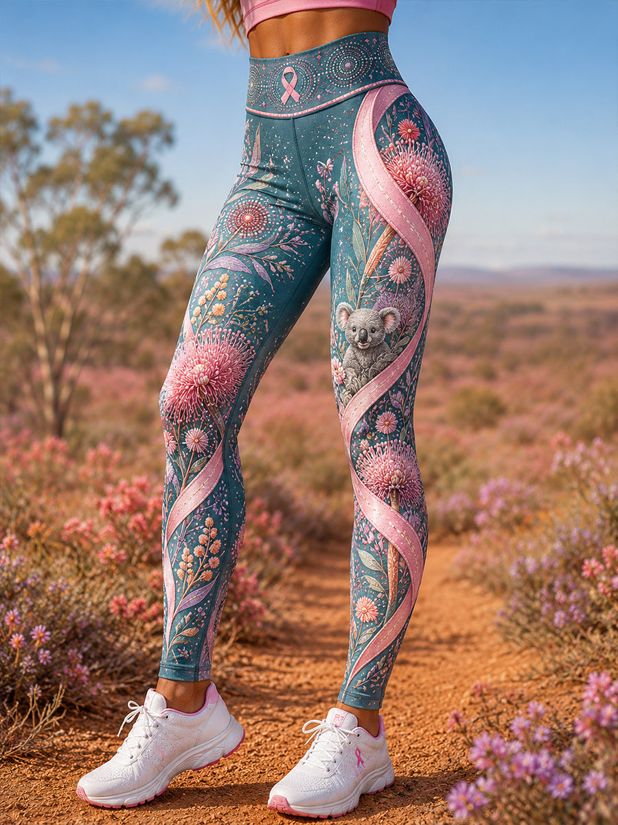 Women's Australia Breast Cancer Awareness High-Waisted Slim Fit Casual Leggings