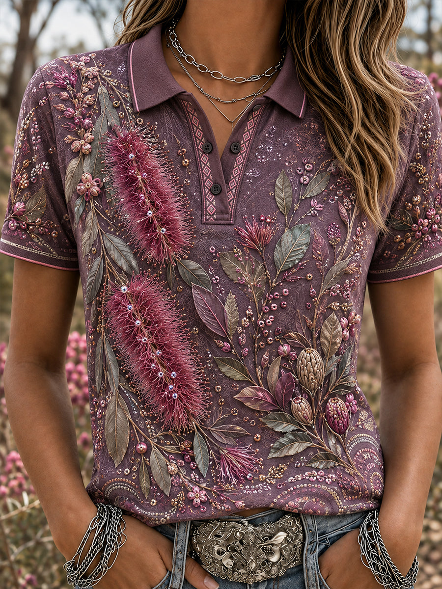 Women's Australian Plants Polo T-Shirt