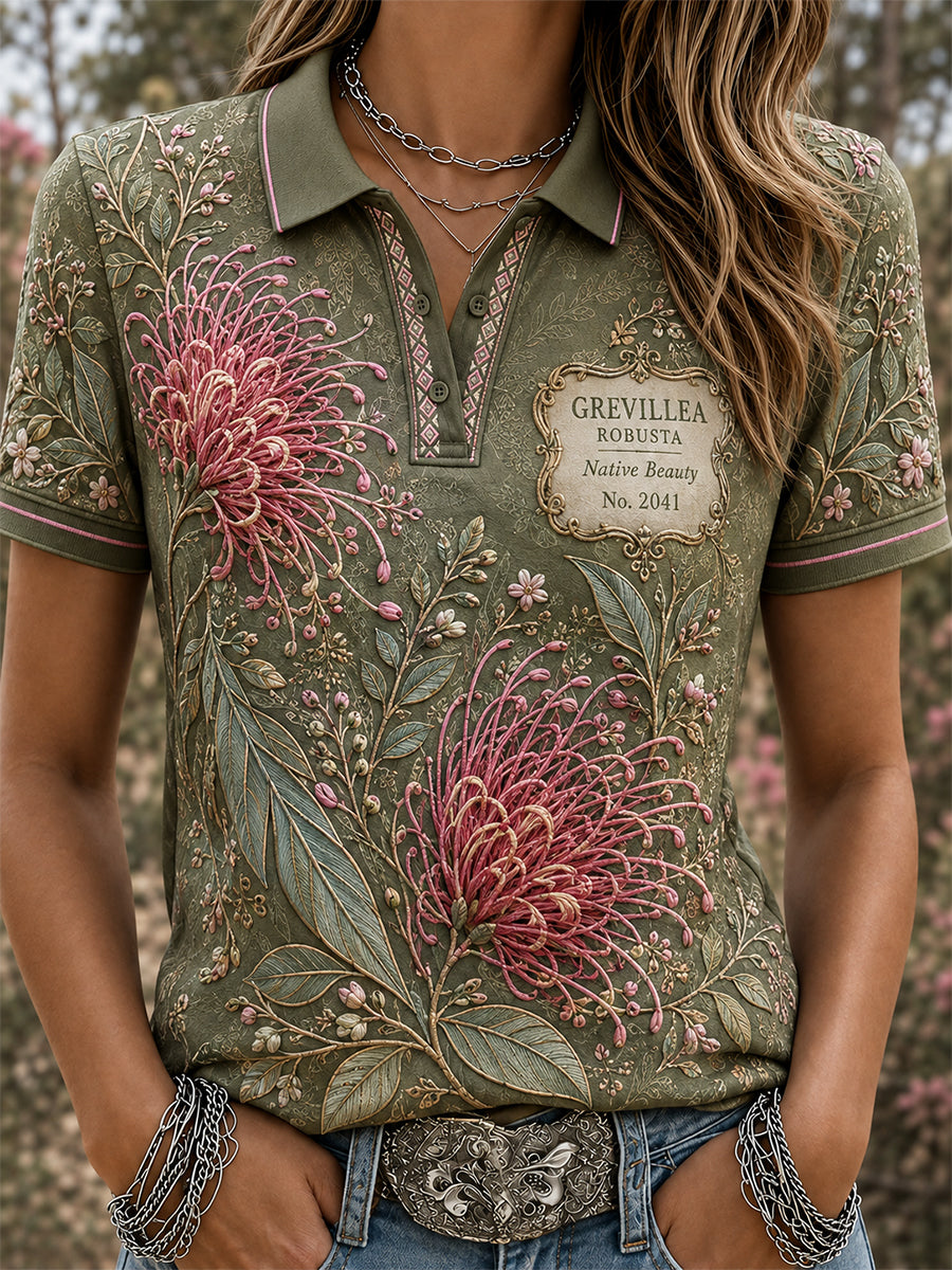 Women's Australian Plants Polo T-Shirt