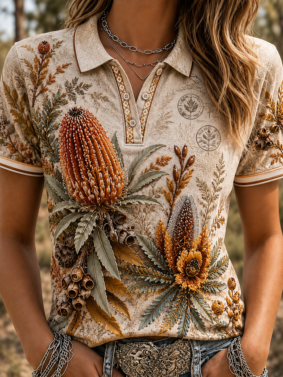 Women's Australian Plants Polo T-Shirt