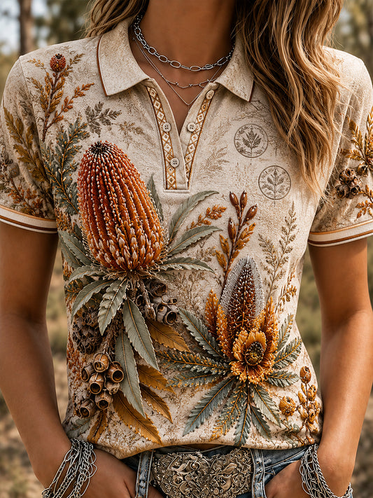 Women's Australian Plants Polo T-Shirt