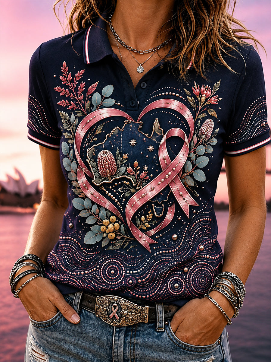 Women's Australian Breast Cancer Awareness Polo T-Shirt