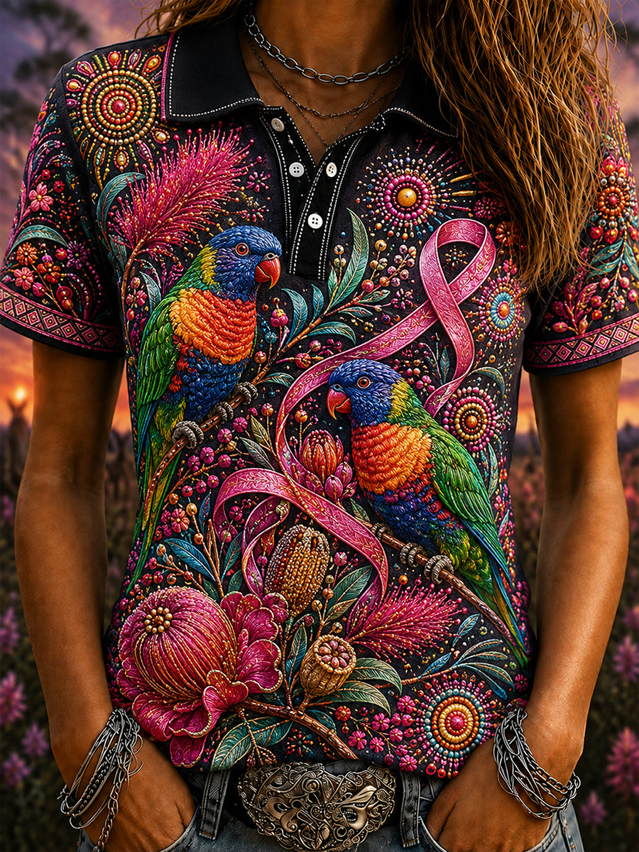 Women's Australian Breast Cancer Awareness Polo T-Shirt
