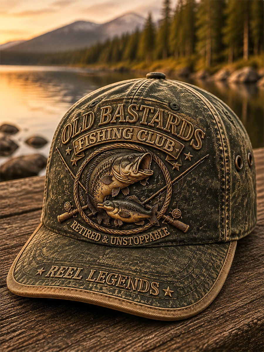 Unisex Funny Old Bastards Fishing Club Lifetime Member Print Hat