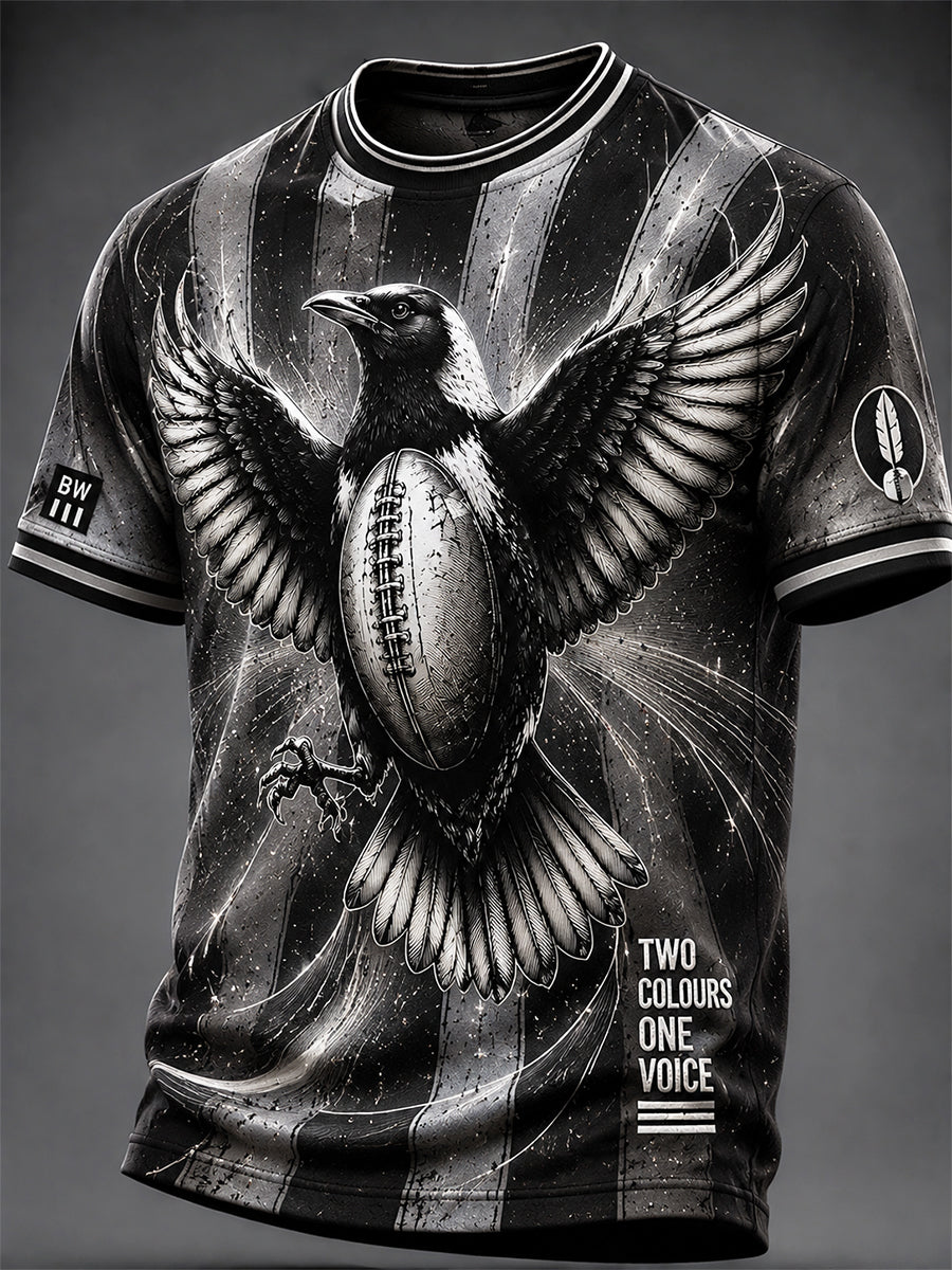 Men's Australia Magpies Footy Lover Art Printed T-shirt