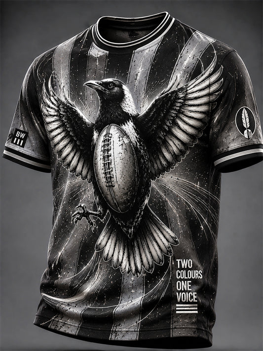 Men's Australia Magpies Footy Lover Art Printed T-shirt