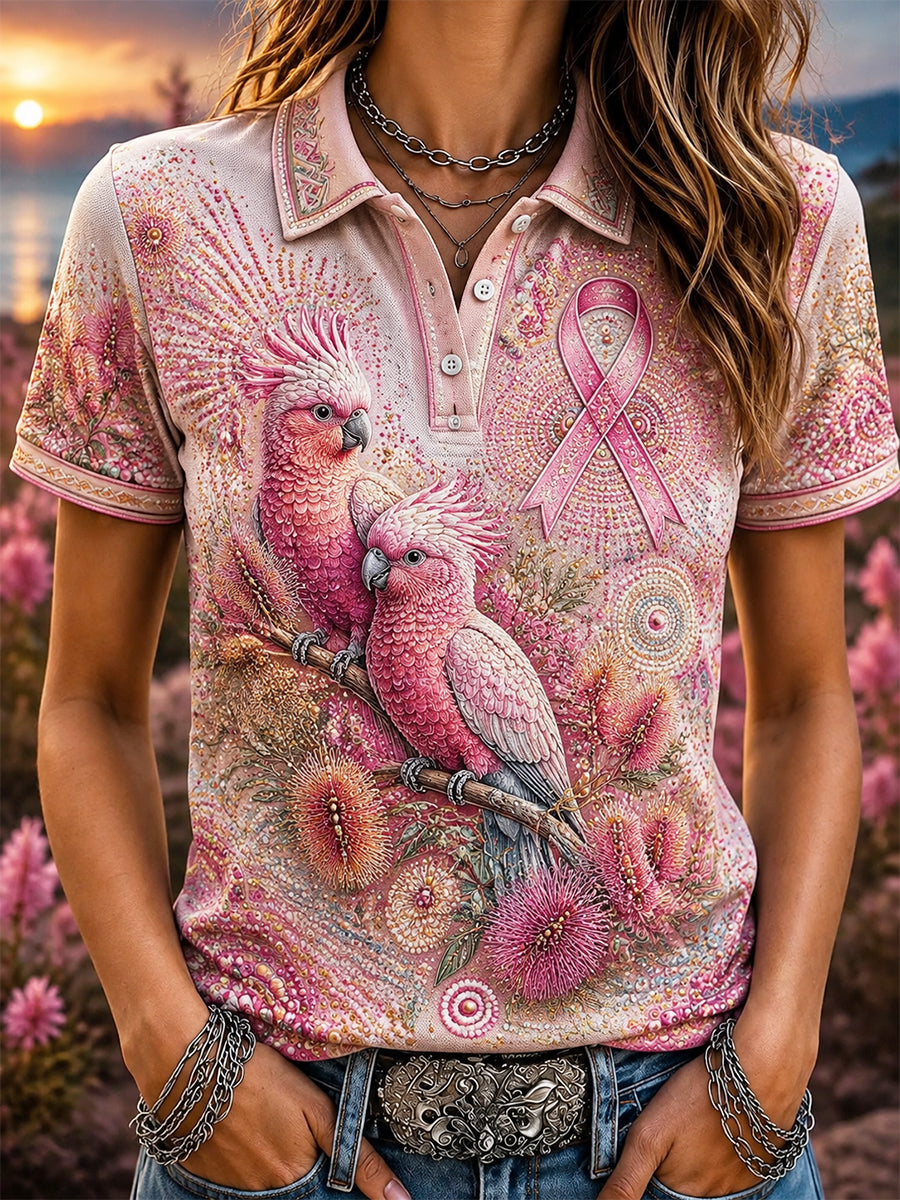 Women's Australian Breast Cancer Awareness Polo T-Shirt