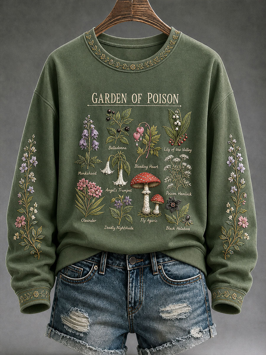 Women's "All Plants Are Edible Some Only Once" Floral Print Casual Regular Sweatshirt