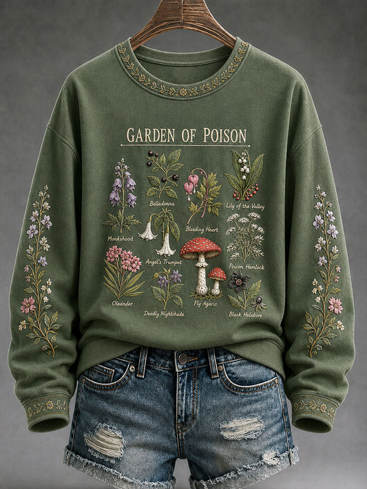 Women's "All Plants Are Edible Some Only Once" Floral Print Casual Regular Sweatshirt
