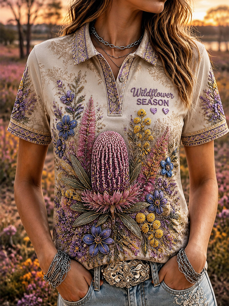 Women's Australian Plants Polo T-Shirt