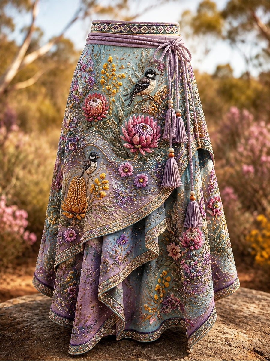 Women’s Retro Australian Wildflower Season Irregular Skirt