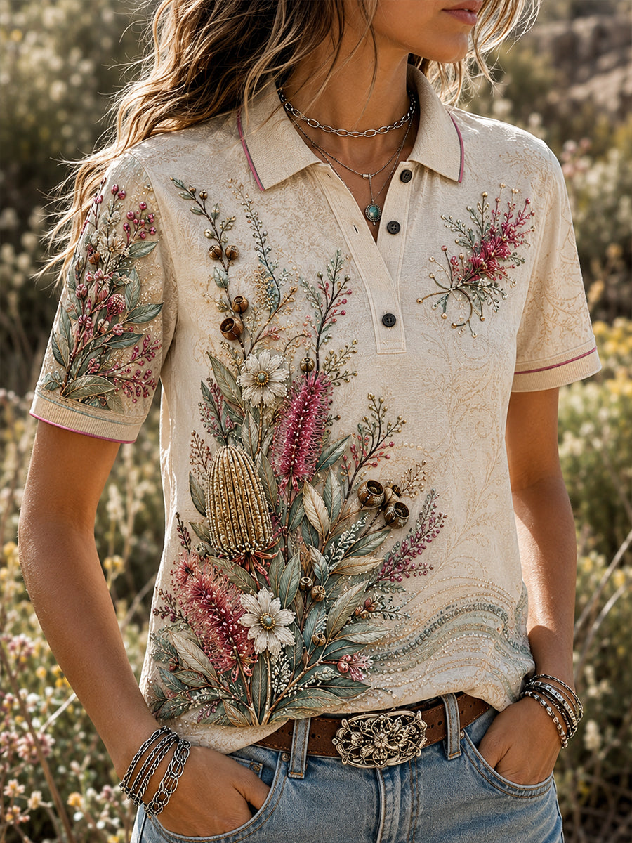 Women's Australian Plants Polo T-Shirt