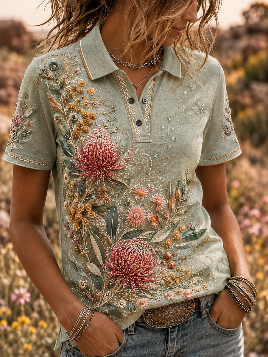Women's Australian Plants Polo T-Shirt