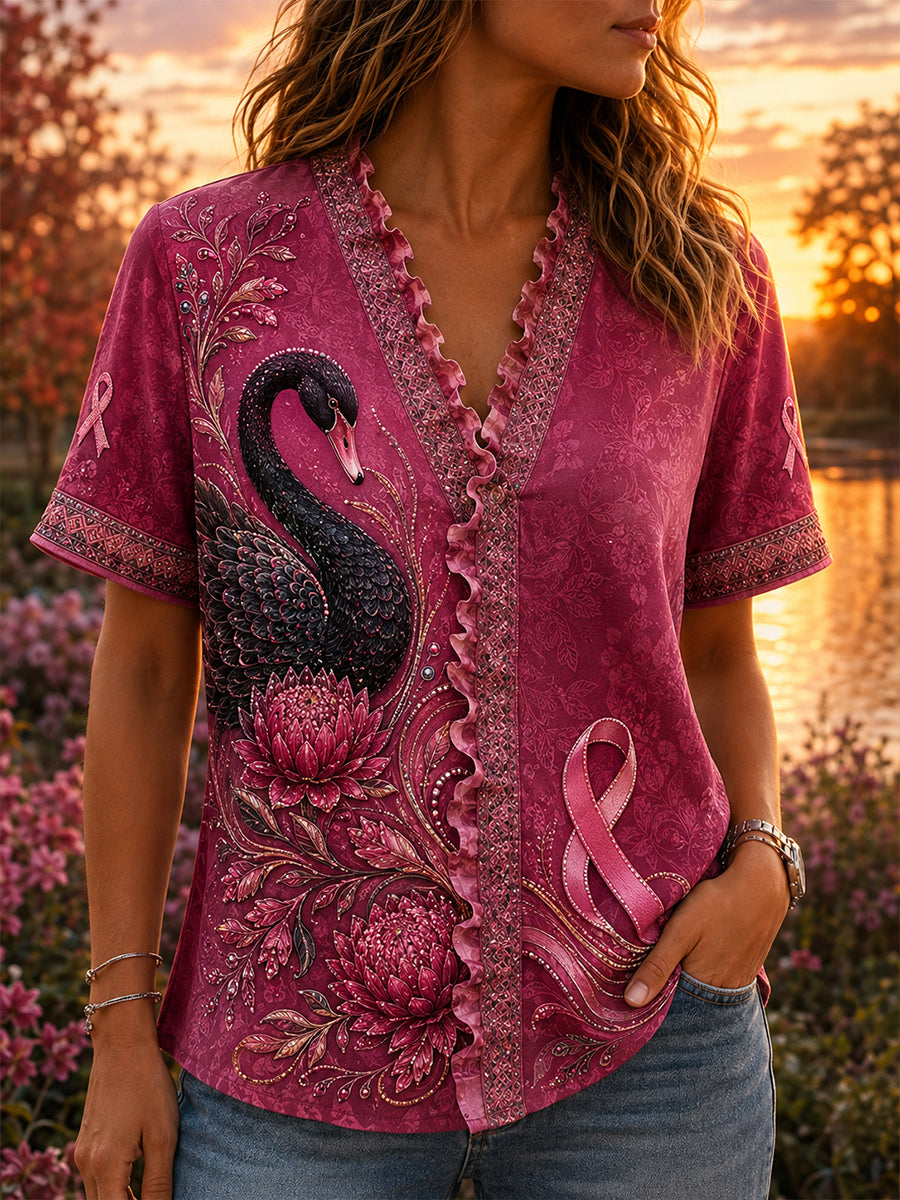 Women's Australian Breast Cancer Awareness Cotton-Linen Shirt