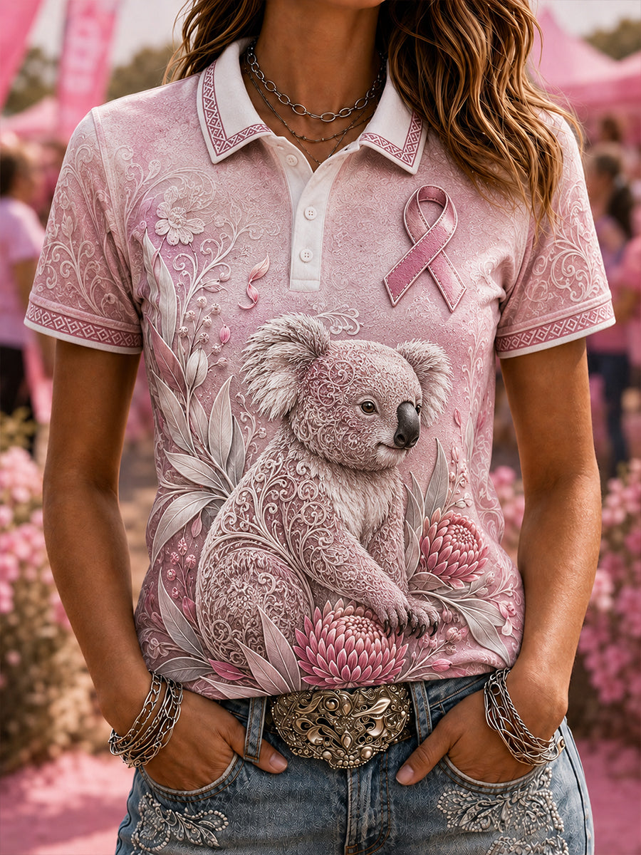 Women's Australian Breast Cancer Awareness Polo T-Shirt