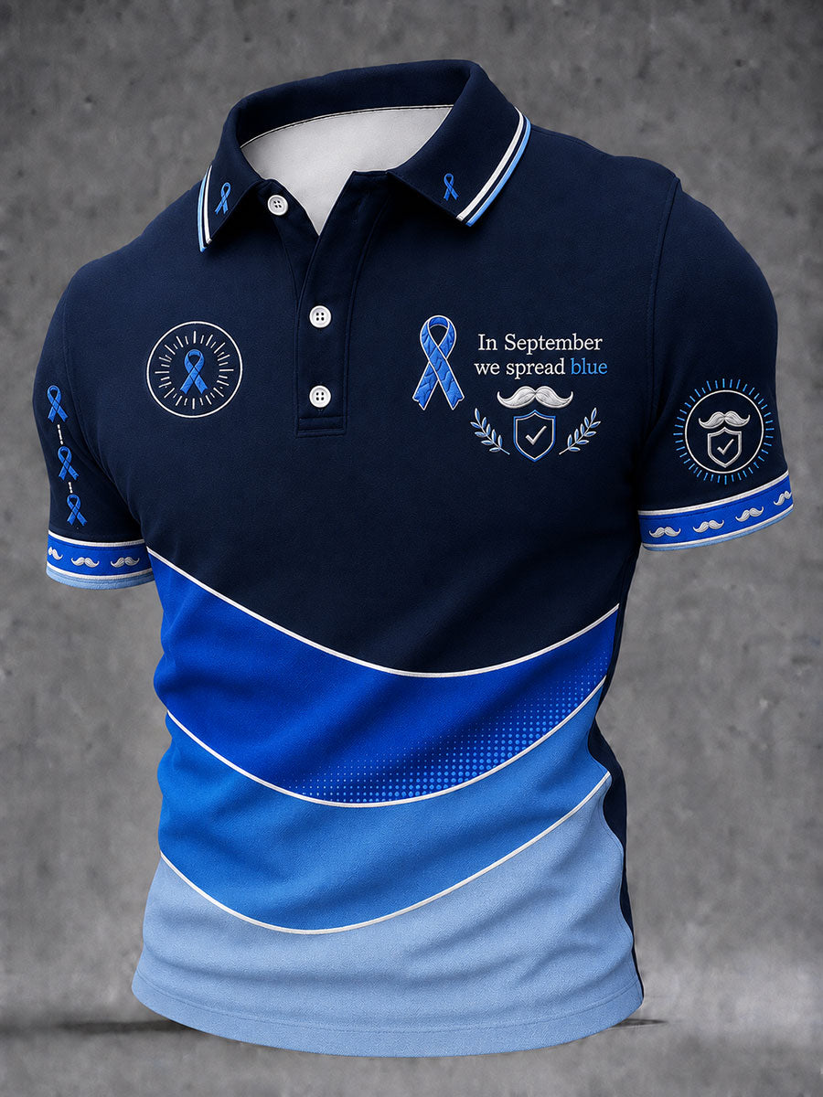 Men's "In September we spread blue" prostate cancer awareness shirts
