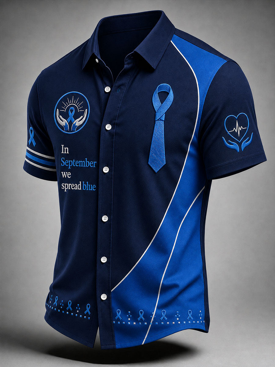 Men's "In September we spread blue" prostate cancer awareness shirts
