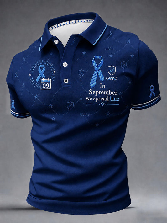 Men's "In September we spread blue" prostate cancer awareness shirts