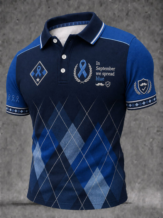 Men's "In September we spread blue" prostate cancer awareness shirts