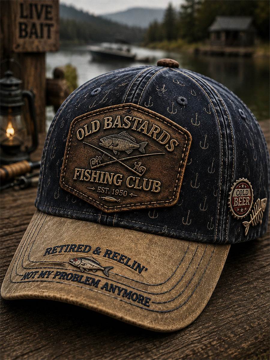 Unisex Funny Old Bastards Fishing Club Lifetime Member Print Hat