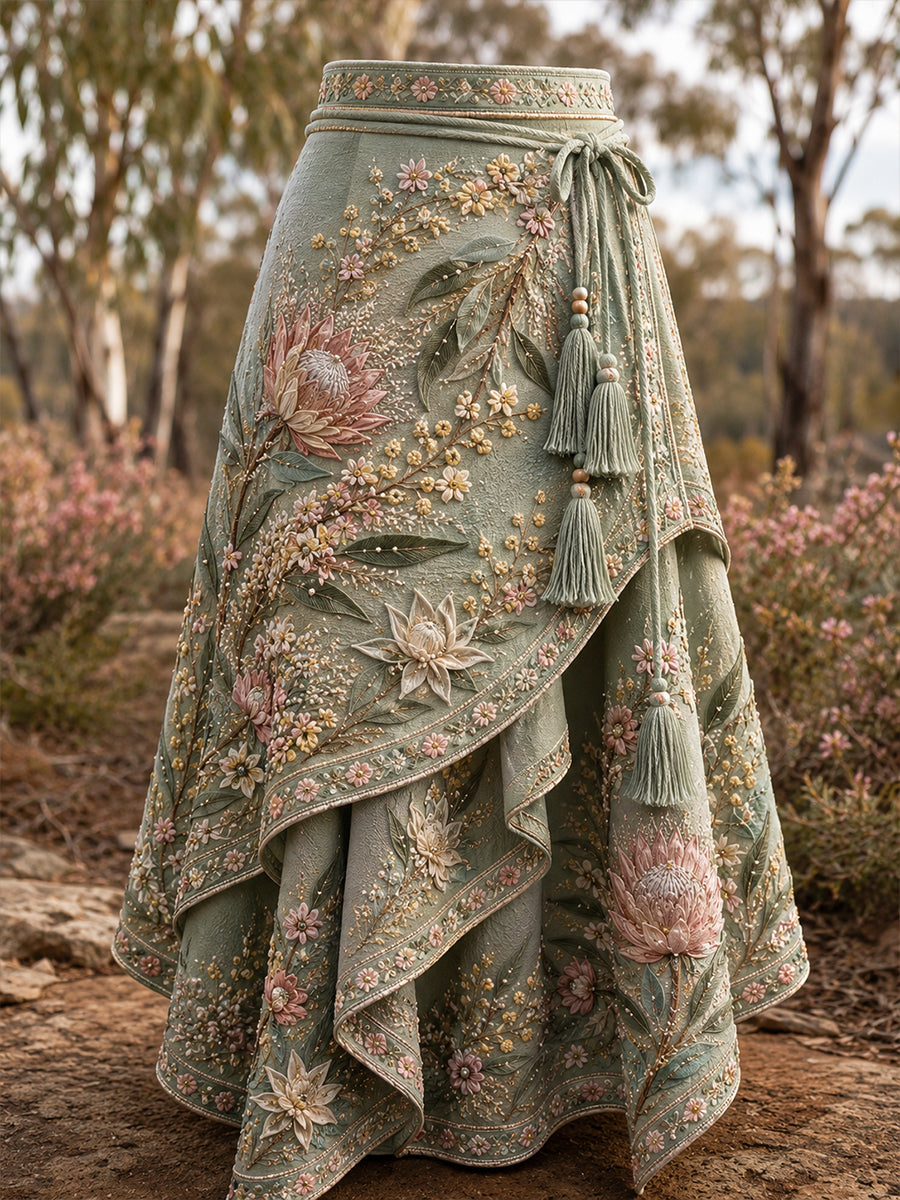 Women's Australian Wildflower Season Printed Irregular Skirt