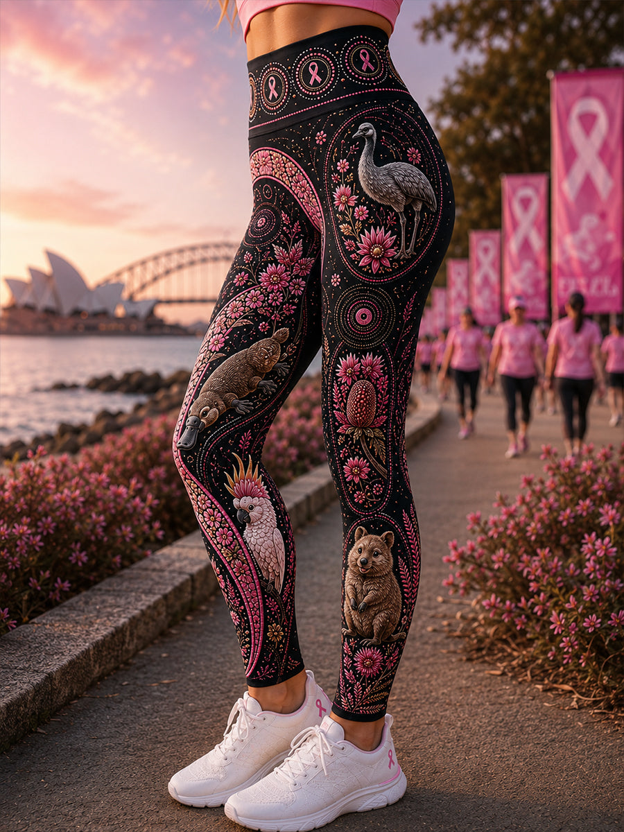Women's Breast Cancer Awareness Australia  High-Waisted Slim Fit Casual Leggings