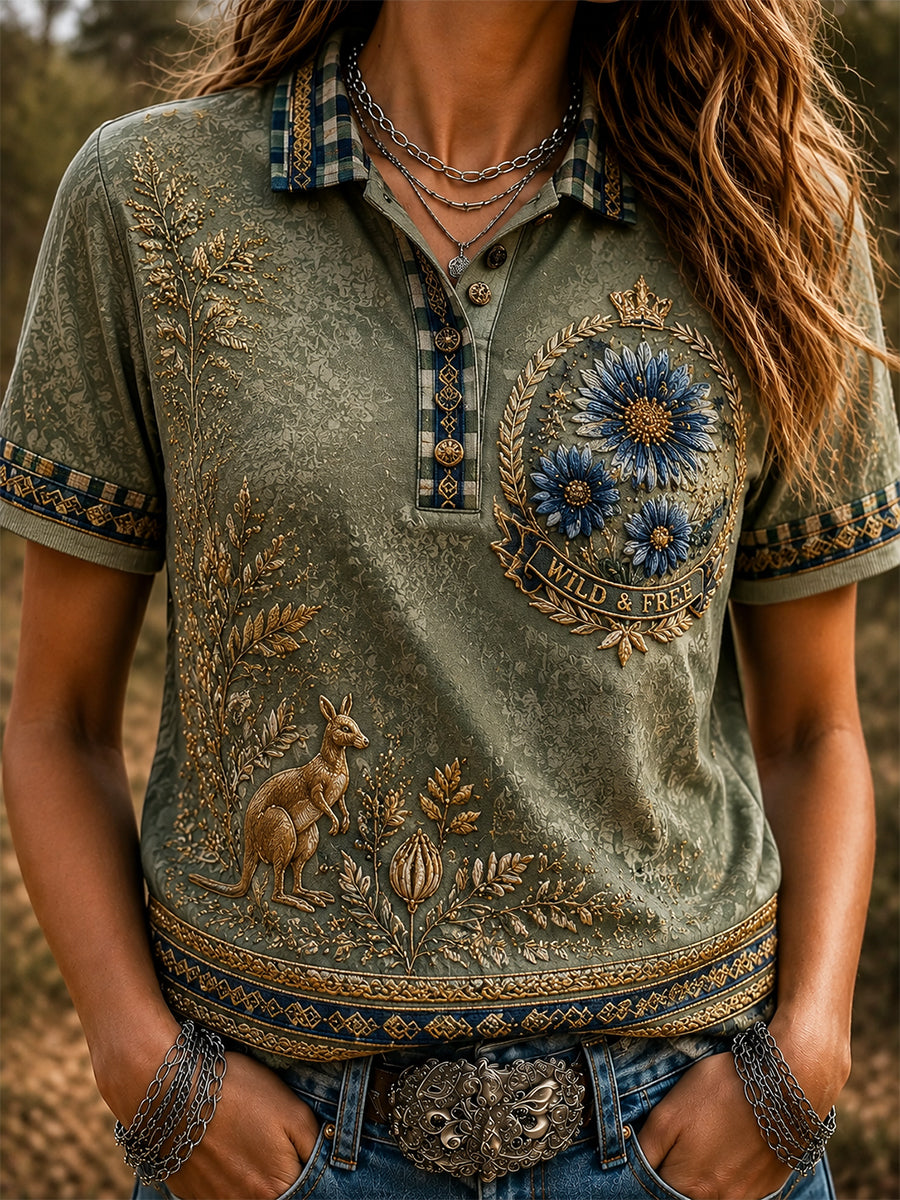 Women's Australian Wildflower Season Polo T-Shirt
