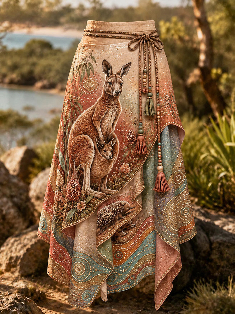 Women's Australian Animals  Art Printed Irregular Skirt
