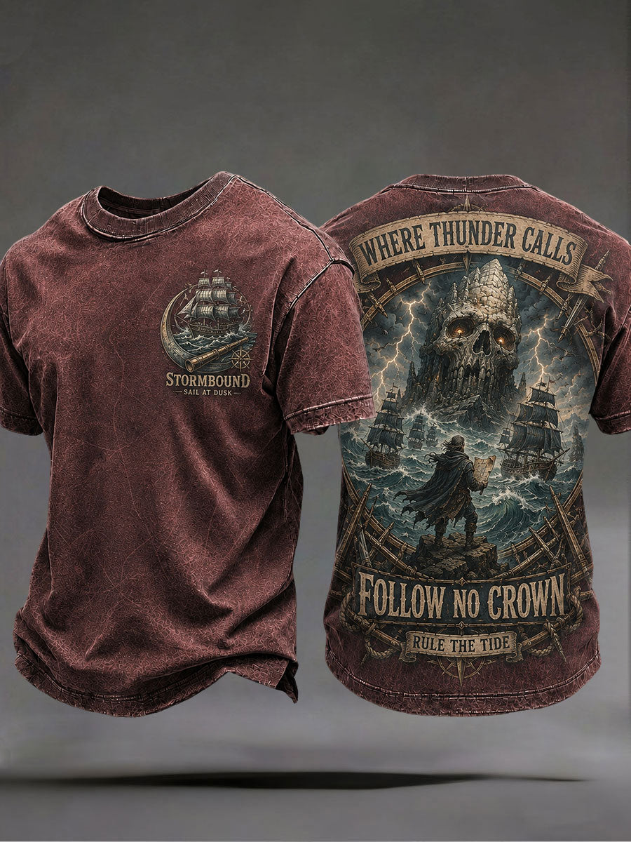 Men's "where thunder calls follow no crown rule the tide" T-shirts