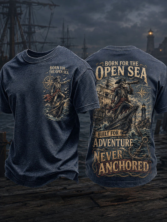 Men's "BORN FOR THE OPEN SEA BUILT FOR ADVENTURE NEVER ANCHORED" tops