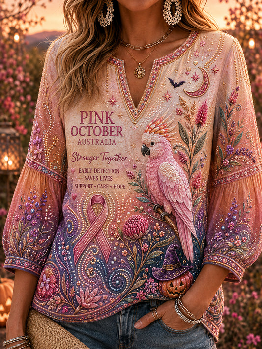 Women's Breast Cancer Awareness Australia  Print Casual Top