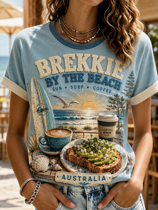 Women's Australian-Style Breakfast Round Neck Short Sleeve T-Shirt