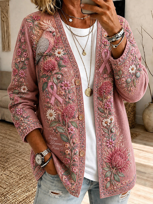 Women's Breast Cancer Awareness In Australia  Denim Casual Cardigan