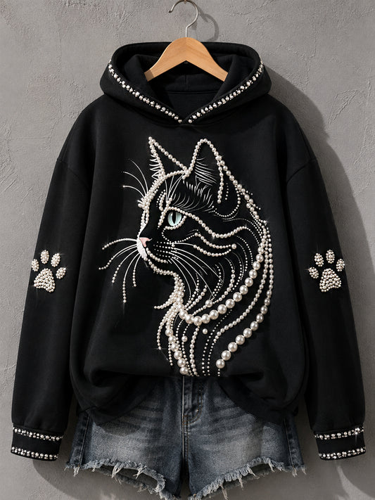 Women's Cat Print Cat Lovers Casual Hoodie