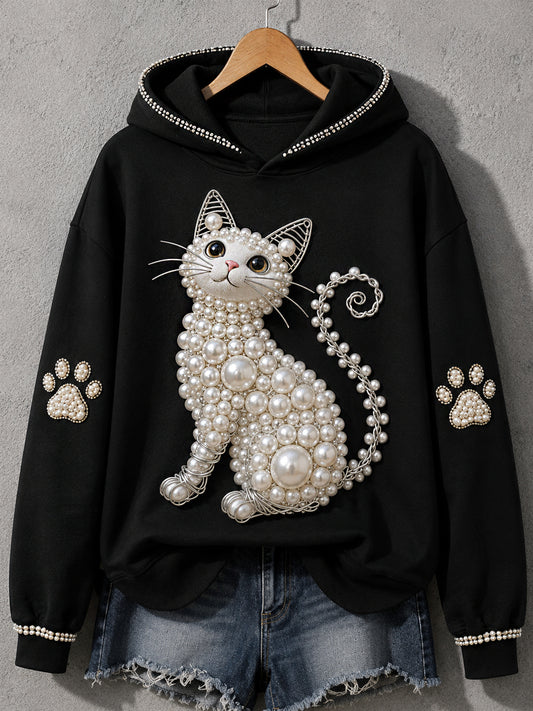 Women's Cat Print Cat Lovers Casual Hoodie