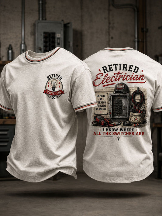 Men's "retired electrician I know where all the switches are" electrician T-shirts