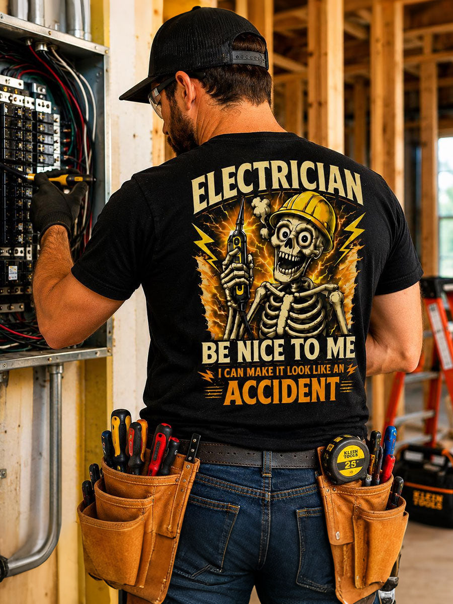 Men's 'electrician be nice to me' T-shirts