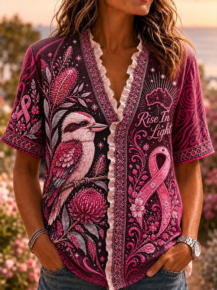 Women's Breast Cancer Awareness In Australia Cotton-Linen Shirt