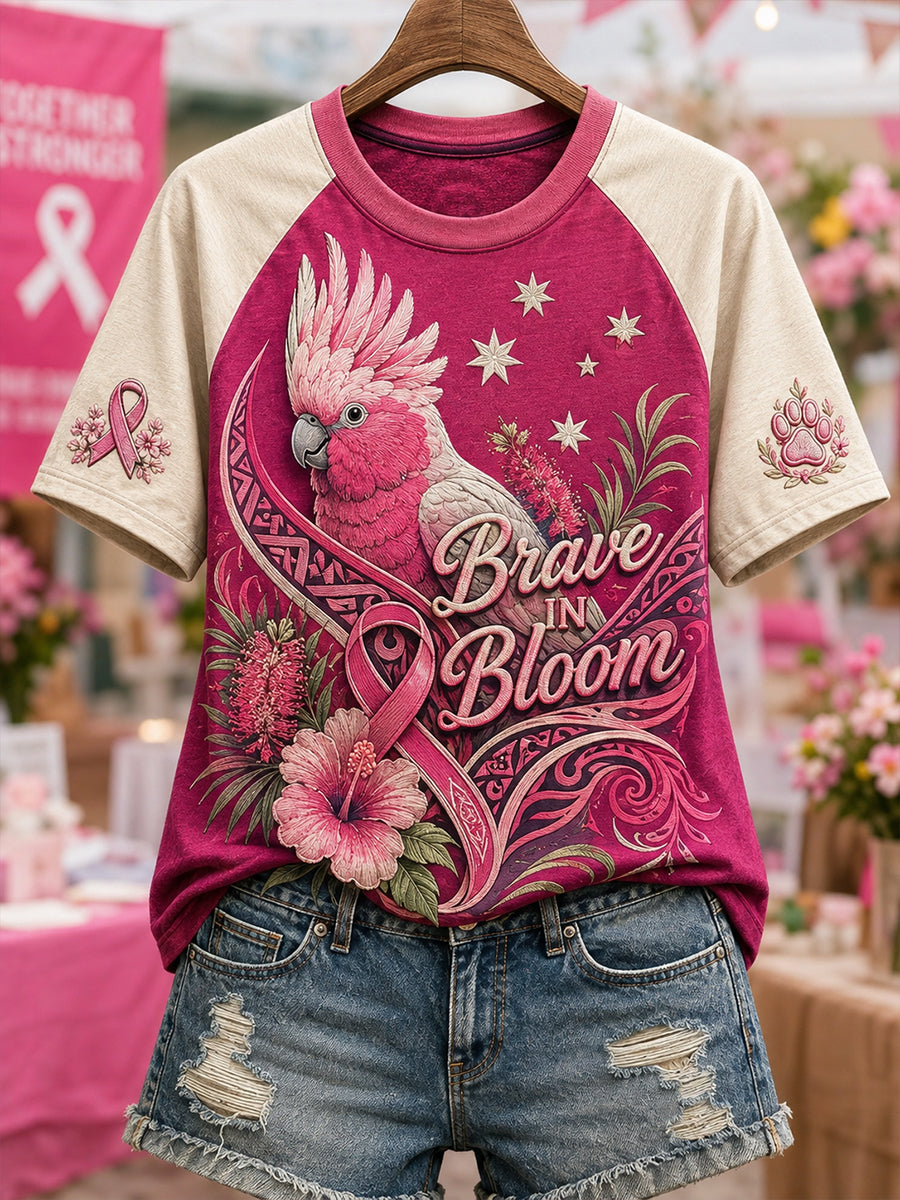 Women's Breast Cancer Awareness In Australia Round Neck Short Sleeve T-Shirt