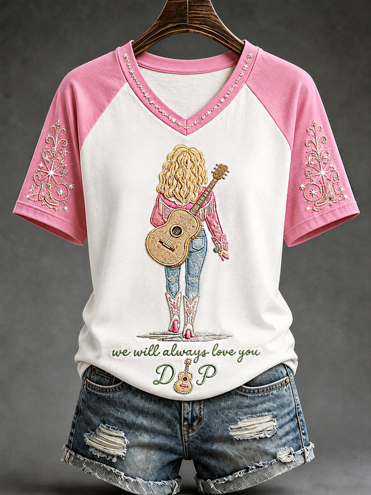 Women's We Will Always Love You Thank You Country Music Legend Tribute V-Neck Tee