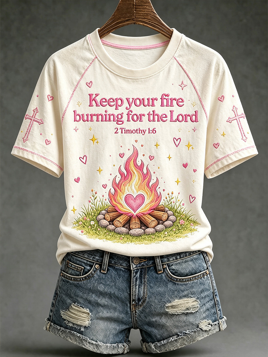 Women's faith-themed fun slogan pattern printed casual short-sleeve T-shirt
