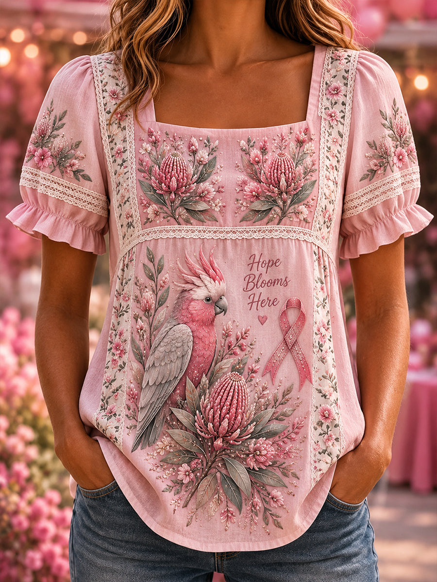 Women's Breast Cancer Awareness In Australia Print Short-Sleeved T-Shirt