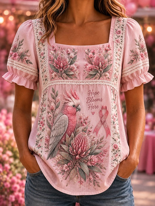 Women's Breast Cancer Awareness In Australia Print Short-Sleeved T-Shirt