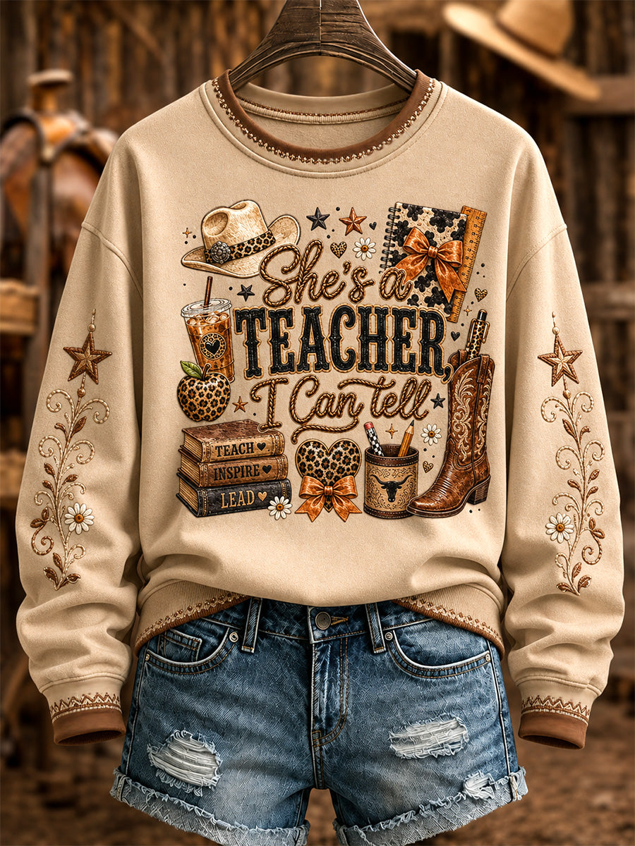 Women's She's From Texas I Can Tell Print Casual Sweatshirt
