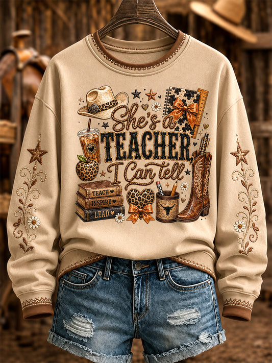 Women's She's From Texas I Can Tell Print Casual Sweatshirt