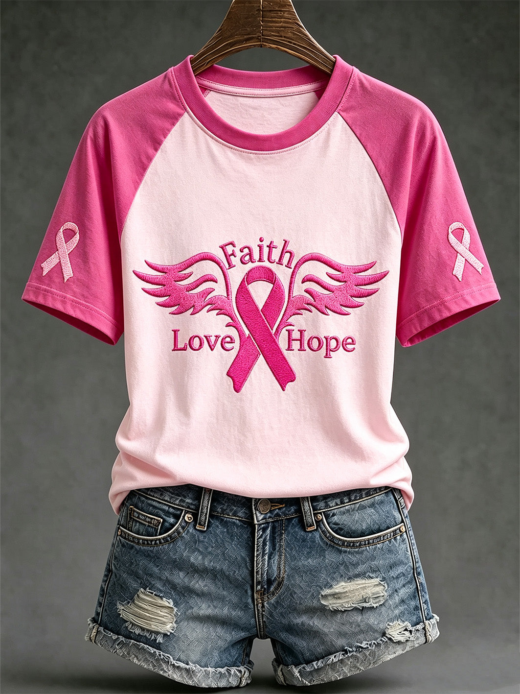 Women's breast cancer theme casual short-sleeved T-shirt