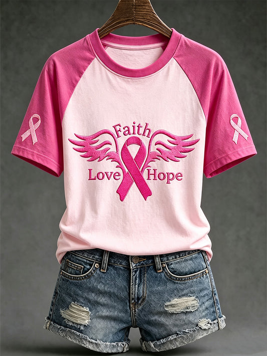Women's breast cancer theme casual short-sleeved T-shirt