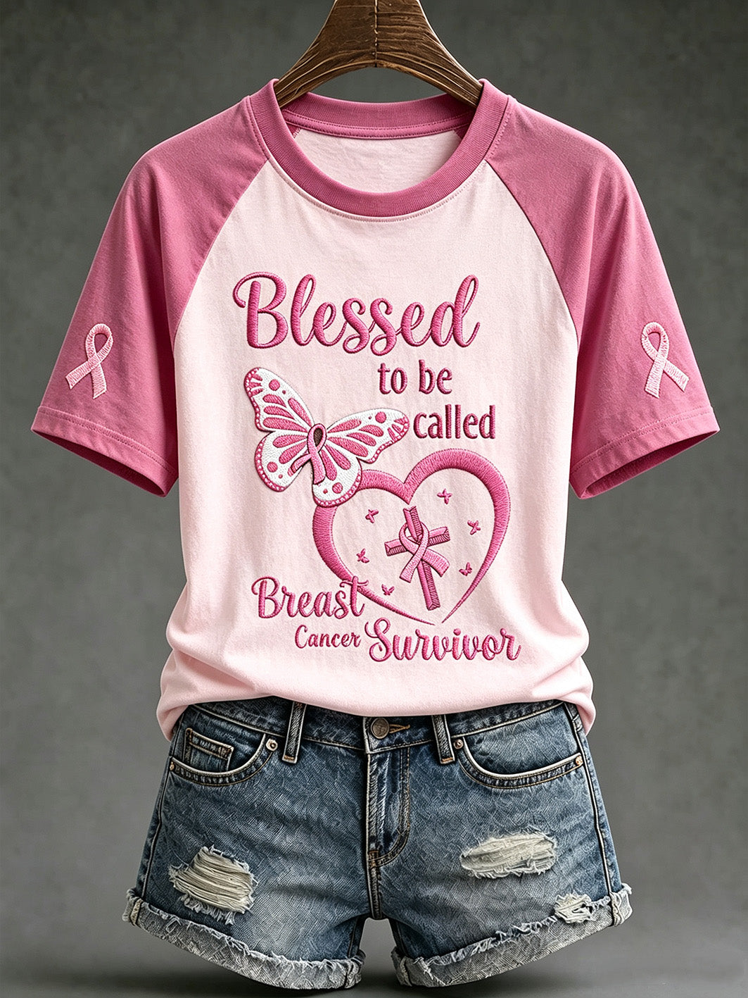 Women's breast cancer theme casual short-sleeved T-shirt